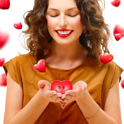 Vinsot 18 Pieces 2.76" Valentine's Day Heart Stress Balls Heart Shaped Foam Balls Heart Smile Face Stress Balls Big Heart Relaxable Balls Valentine Party Favors for Adults(Red, Pink) in Saudi Arabia