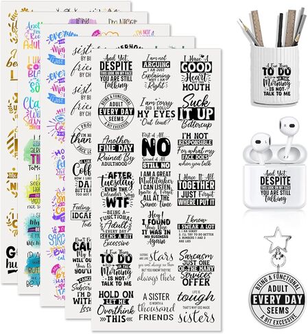 UV DTF Cup Wrap and Rub On Transfer Decals, 105 Sheets Positive Quotes for Cup Home Decor, Clear Adhesive Sheets for Furniture in Saudi Arabia