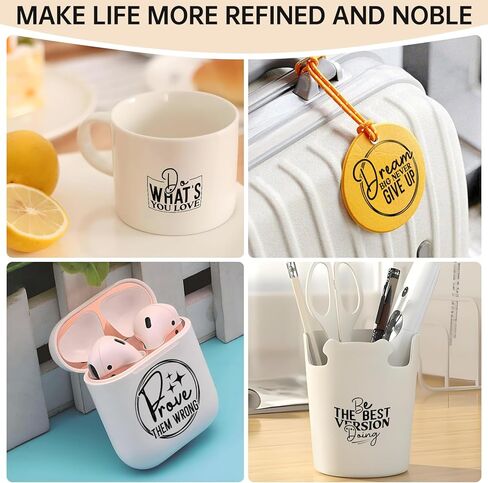 UV DTF Cup Wrap and Rub On Transfer Decals, 105 Sheets Positive Quotes for Cup Home Decor, Clear Adhesive Sheets for Furniture in Saudi Arabia