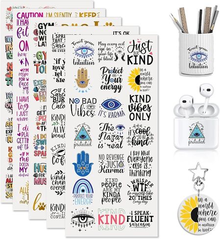 UV DTF Cup Wrap and Rub On Transfer Decals, 105 Sheets Positive Quotes for Cup Home Decor, Clear Adhesive Sheets for Furniture in Saudi Arabia