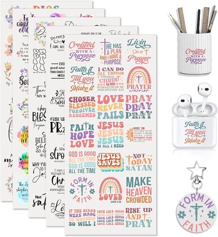 UV DTF Cup Wrap and Rub On Transfer Decals, 105 Sheets Positive Quotes for Cup Home Decor, Clear Adhesive Sheets for Furniture in Saudi Arabia