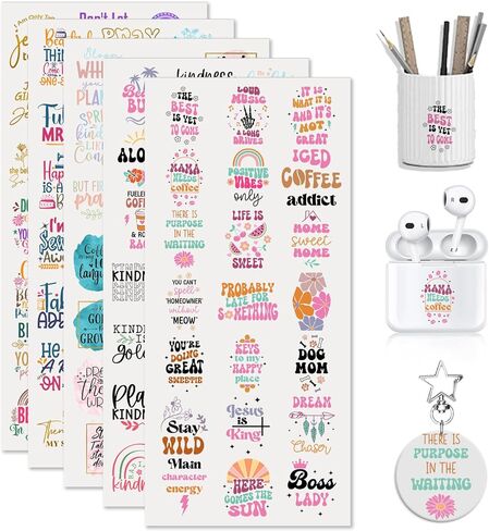 UV DTF Cup Wrap and Rub On Transfer Decals, 105 Sheets Positive Quotes for Cup Home Decor, Clear Adhesive Sheets for Furniture in Saudi Arabia