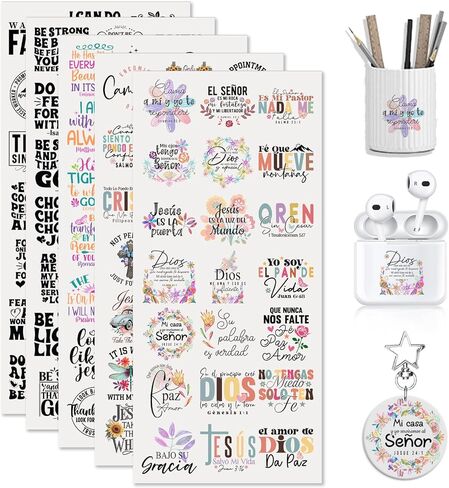 UV DTF Cup Wrap and Rub On Transfer Decals, 105 Sheets Positive Quotes for Cup Home Decor, Clear Adhesive Sheets for Furniture in Saudi Arabia