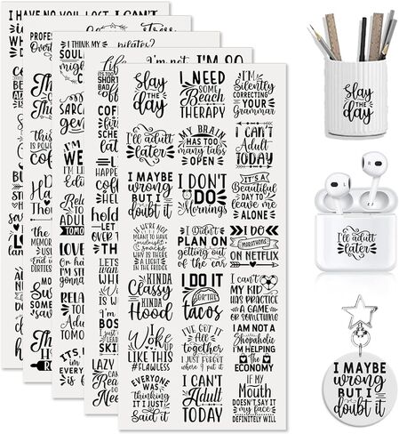 UV DTF Cup Wrap and Rub On Transfer Decals, 105 Sheets Positive Quotes for Cup Home Decor, Clear Adhesive Sheets for Furniture in Saudi Arabia