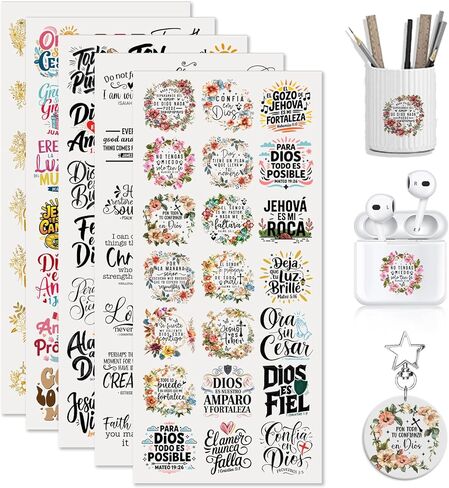 UV DTF Cup Wrap and Rub On Transfer Decals, 105 Sheets Positive Quotes for Cup Home Decor, Clear Adhesive Sheets for Furniture in Saudi Arabia