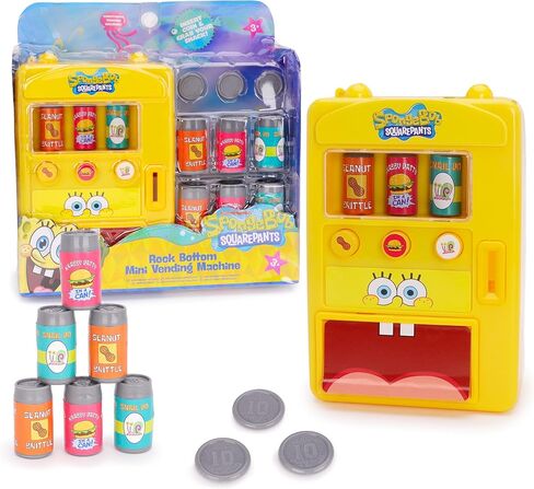 مجموعة لعب آلة البيع الصغيرة سبونج بوب سكوير بانتس من Toyland - لعبة التظاهر بقاع الصخور مع إكسسوارات العملات المعدنية والمشروبات - هدية ممتعة للأطفال من سن 3 سنوات فما فوق in Saudi Arabia