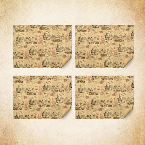 Geluode Vintage Russian Paris Bicycle Wrapping Paper, 4 Sheets Vintage French Romance Design Kraft Wrapping Paper 20x28 inches, Kraft Traveller Gift Wrap Folded Flat for Birthday or Wedding in Saudi Arabia