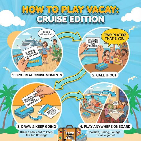 Vacay Cruise Essentials People-Watching Card Game for Royal Caribbean, Carnival, Norwegian NCL, Disney MSC and Princess – A Fun Ship Must Have & Top 10 Cruise Essentials Deck Game for Every Sailing in Saudi Arabia