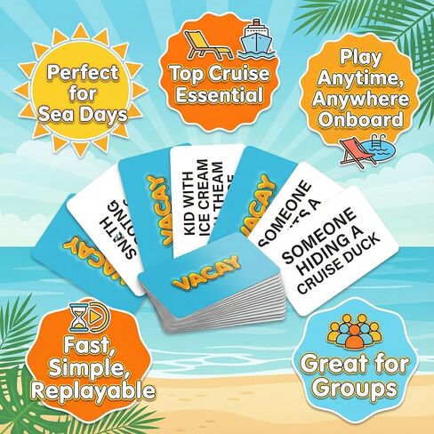 Vacay Cruise Essentials People-Watching Card Game for Royal Caribbean, Carnival, Norwegian NCL, Disney MSC and Princess – A Fun Ship Must Have & Top 10 Cruise Essentials Deck Game for Every Sailing in Saudi Arabia