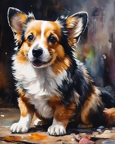 VNUIEHG Paint by Numbers for Adults Corgi DIY Digital Painting by Numbers Kits on Canvas Wall Art Artwork 40x50cm Without Frame in Saudi Arabia
