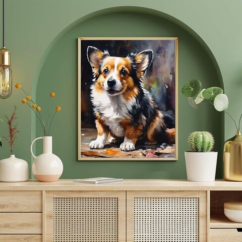 VNUIEHG Paint by Numbers for Adults Corgi DIY Digital Painting by Numbers Kits on Canvas Wall Art Artwork 40x50cm Without Frame in Saudi Arabia