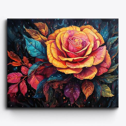 Craftoria Paint by Numbers for Adults 40"x50"cm Framed Luminous Florals 48 Colors in Saudi Arabia