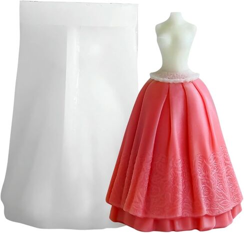 3D Wedding Dress Silicone Molds, Evening Gowns Candle Mold for Soap Soy Wax DIY Handcraft, Formal Dresses Rsein Mold Bridesmaid Gifts Wedding Party Home Festive Days Car Ornament (Ball Gown Dress) in Saudi Arabia
