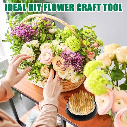 5 Pcs Flower Frogs for Flower Arrangements, Brass Floral Frog Kenzan with Rubber Base, Japanese Ikebana Flower Holder Fixed Tools for Vase, DIY Floral Arrangement Supplies (Multiple Sizes, Gold) in Kuwait