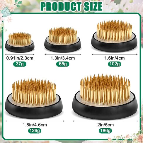 5 Pcs Flower Frogs for Flower Arrangements, Brass Floral Frog Kenzan with Rubber Base, Japanese Ikebana Flower Holder Fixed Tools for Vase, DIY Floral Arrangement Supplies (Multiple Sizes, Gold) in Kuwait