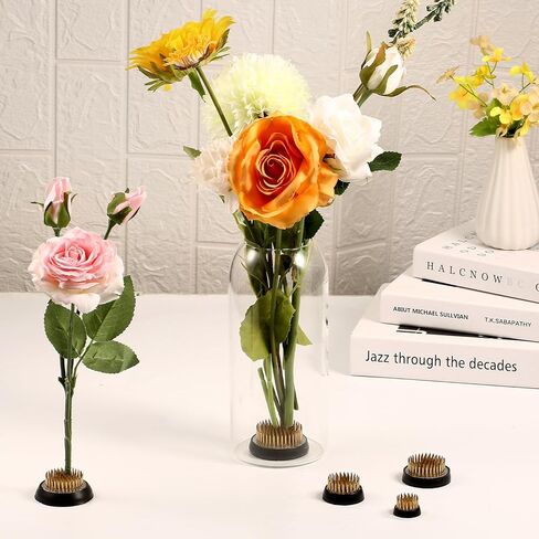 5 Pcs Flower Frogs for Flower Arrangements, Brass Floral Frog Kenzan with Rubber Base, Japanese Ikebana Flower Holder Fixed Tools for Vase, DIY Floral Arrangement Supplies (Multiple Sizes, Gold) in Kuwait