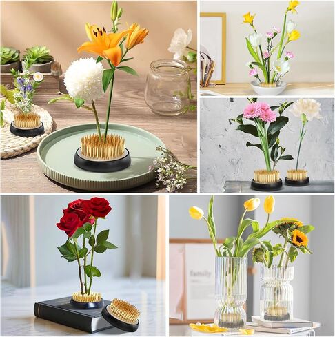 5 Pcs Flower Frogs for Flower Arrangements, Brass Floral Frog Kenzan with Rubber Base, Japanese Ikebana Flower Holder Fixed Tools for Vase, DIY Floral Arrangement Supplies (Multiple Sizes, Gold) in Kuwait