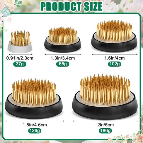 5 Pcs Flower Frogs for Flower Arrangements, Brass Floral Frog Kenzan with Rubber Base, Japanese Ikebana Flower Holder Fixed Tools for Vase, DIY Floral Arrangement Supplies (Multiple Sizes, Gold) in Kuwait