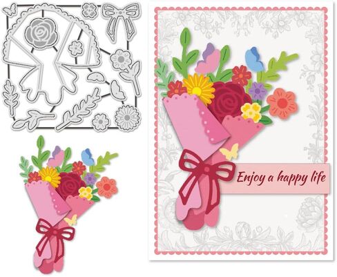 UNICRAFTALE 14Pcs/Set Bouquet Cutting Dies for Card Making Flowers Leaves Die Cuts Metal Floral Bouquet Dies Stencils Embossing Template for DIY Embossing Paper Album Craft Decor in Saudi Arabia