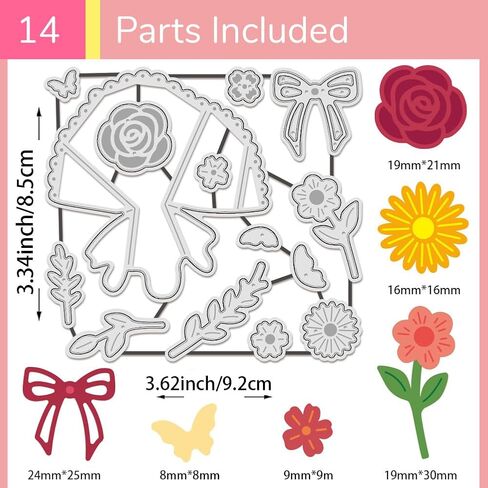 UNICRAFTALE 14Pcs/Set Bouquet Cutting Dies for Card Making Flowers Leaves Die Cuts Metal Floral Bouquet Dies Stencils Embossing Template for DIY Embossing Paper Album Craft Decor in Saudi Arabia