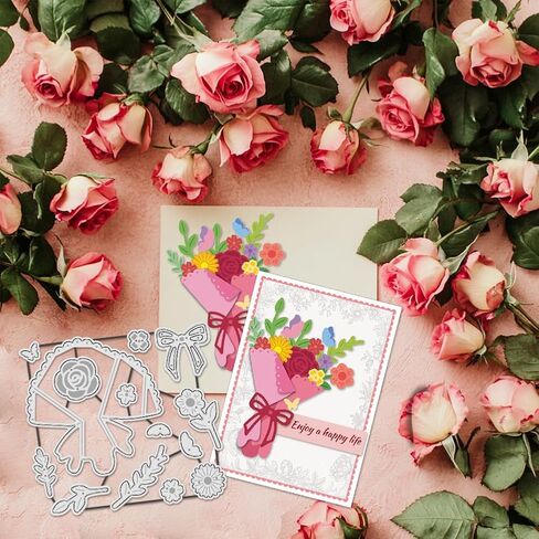 UNICRAFTALE 14Pcs/Set Bouquet Cutting Dies for Card Making Flowers Leaves Die Cuts Metal Floral Bouquet Dies Stencils Embossing Template for DIY Embossing Paper Album Craft Decor in Saudi Arabia