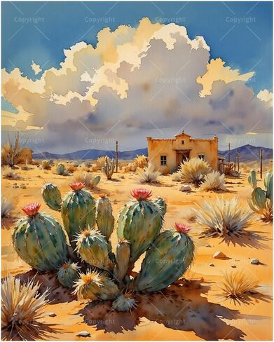 Desert Landscape Paint by Numbers Kit for Adults - DIY Cactus and Adobe House Scene Painting on Canvas 16x20In, Acrylic Paint Set, Suitable for Beginners, Art for Home Decoration or Gifts in Saudi Arabia