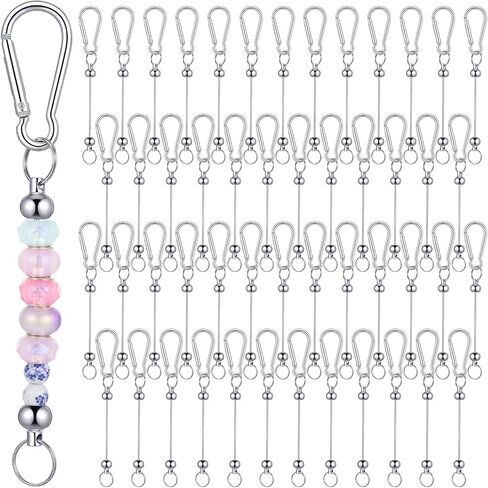 50 Pcs Beadable Keychain Bars Bulk DIY Blank Beadable Keychains Creative Customized Keychains Bar Keychain Making Kit for Women Man Jewelry Making Gift in Saudi Arabia