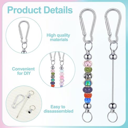 50 Pcs Beadable Keychain Bars Bulk DIY Blank Beadable Keychains Creative Customized Keychains Bar Keychain Making Kit for Women Man Jewelry Making Gift in Saudi Arabia