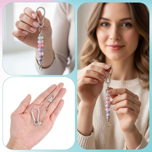 50 Pcs Beadable Keychain Bars Bulk DIY Blank Beadable Keychains Creative Customized Keychains Bar Keychain Making Kit for Women Man Jewelry Making Gift in Saudi Arabia