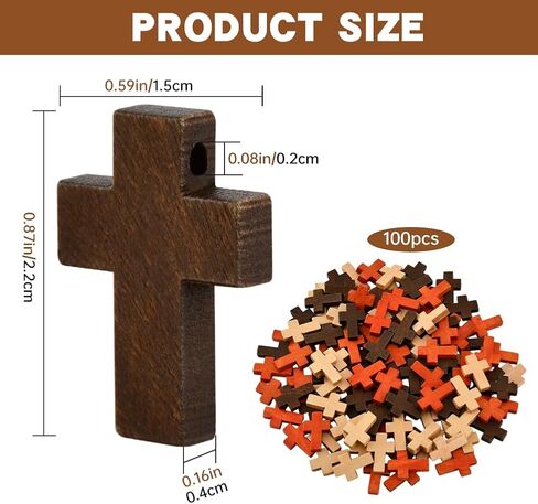 100 Pcs Small Wooden Cross 3 Colors, Mini Natural Pocket Prayer Crosses Pendants, Christian Gift Bulk, DIY Handmade Decorative Crosses Charms for Crafts, Easter Eggs Fillers in Kuwait