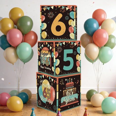 زينة عيد الميلاد الخامس والستين للرجال والنساء، 3 قطع من صناديق بالونات عيد الميلاد الخامس والستين العتيقة لعام 1961 للرجال والنساء، صندوق من الورق المقوى بعمر خمسة وستين عامًا ديكور للحفلات لعمر 65 عامًا in Kuwait