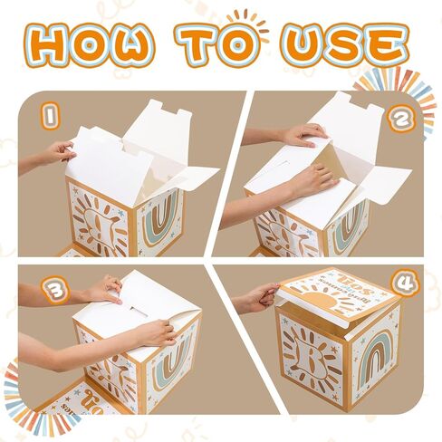 هنا يأتي صندوق حفلات الابن لاستحمام الطفل، صناديق مكعبات Sunshine Boy Boho Baby وRetro Sun Baby مع حروف لمستلزمات حفلات أعياد الميلاد الأولى لحديثي الولادة. (4 قطع) in Kuwait