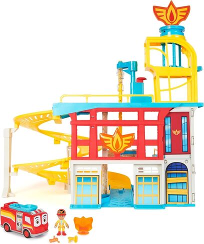 Disney Junior Firebuds HQ Playset with Lights, Sounds, Fire Truck Toy, Action Figure and Vehicle Launcher, Kids Toys for Boys and Girls Ages 3 and Up in Saudi Arabia