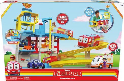 Disney Junior Firebuds HQ Playset with Lights, Sounds, Fire Truck Toy, Action Figure and Vehicle Launcher, Kids Toys for Boys and Girls Ages 3 and Up in Saudi Arabia