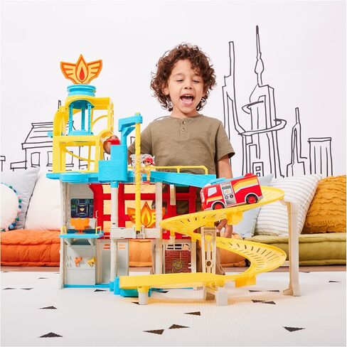 Disney Junior Firebuds HQ Playset with Lights, Sounds, Fire Truck Toy, Action Figure and Vehicle Launcher, Kids Toys for Boys and Girls Ages 3 and Up in Saudi Arabia