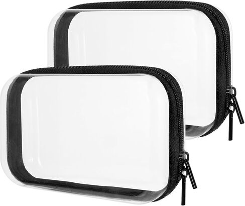 2PCS Clear Hard Shell Zipper Case,Waterproof Transparent Small Zippers Clear Pencil Case,Portable Plastic Zipper Pouch for Toys Snacks Stationery Travel Documents Toiletries Storage in Kuwait