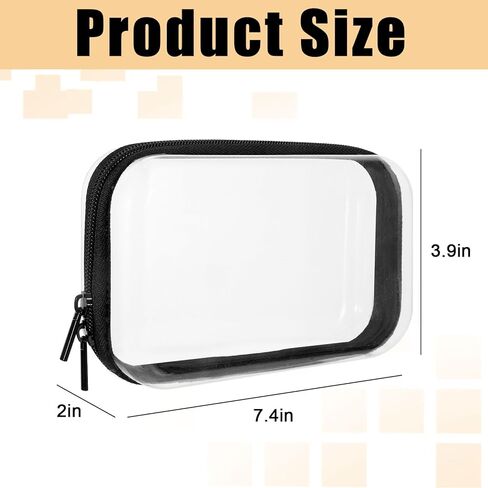 2PCS Clear Hard Shell Zipper Case,Waterproof Transparent Small Zippers Clear Pencil Case,Portable Plastic Zipper Pouch for Toys Snacks Stationery Travel Documents Toiletries Storage in Kuwait