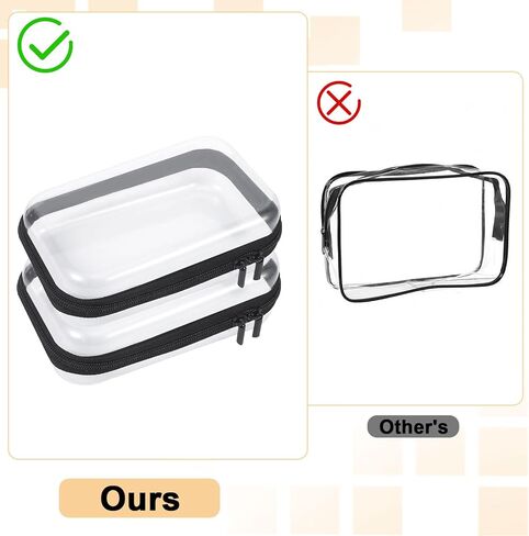 2PCS Clear Hard Shell Zipper Case,Waterproof Transparent Small Zippers Clear Pencil Case,Portable Plastic Zipper Pouch for Toys Snacks Stationery Travel Documents Toiletries Storage in Kuwait