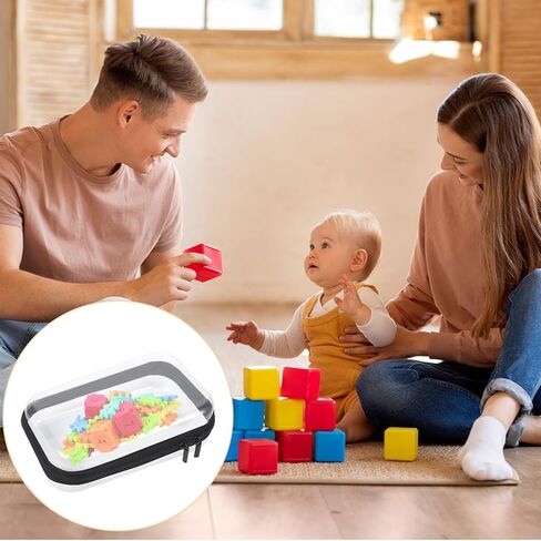 2PCS Clear Hard Shell Zipper Case,Waterproof Transparent Small Zippers Clear Pencil Case,Portable Plastic Zipper Pouch for Toys Snacks Stationery Travel Documents Toiletries Storage in Kuwait