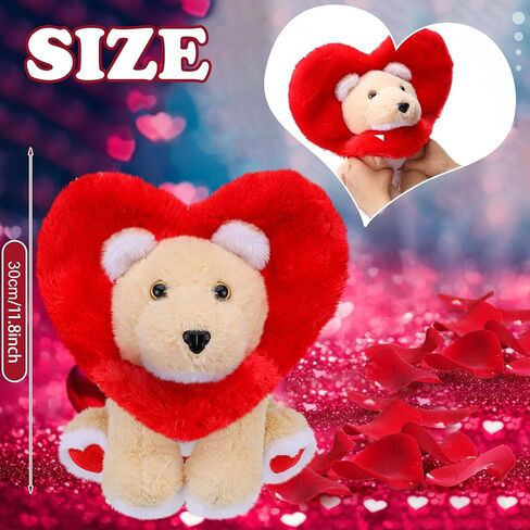 Valentines Red Love Lion Stuffed Animal Heart Shape Lion Plush Toy Soft Lion Toy with Mane Heart Shape Soles Cute Stuffed Animal for Kids Adult for Valentine's Day Birthday Bedtime Gift, 12 Inch in Saudi Arabia