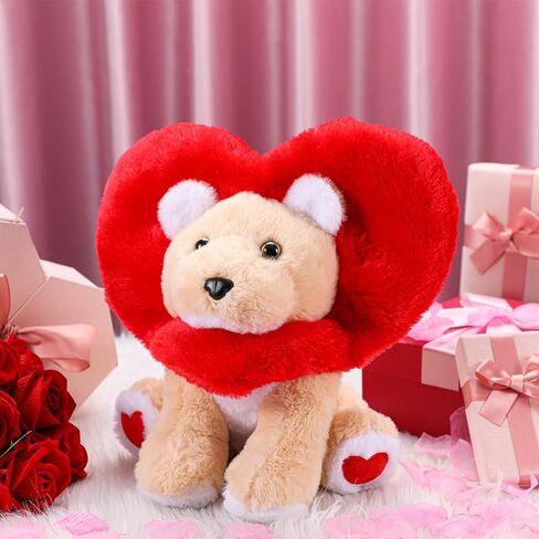 Valentines Red Love Lion Stuffed Animal Heart Shape Lion Plush Toy Soft Lion Toy with Mane Heart Shape Soles Cute Stuffed Animal for Kids Adult for Valentine's Day Birthday Bedtime Gift, 12 Inch in Saudi Arabia