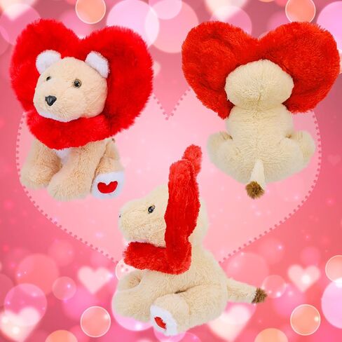Valentines Red Love Lion Stuffed Animal Heart Shape Lion Plush Toy Soft Lion Toy with Mane Heart Shape Soles Cute Stuffed Animal for Kids Adult for Valentine's Day Birthday Bedtime Gift, 12 Inch in Saudi Arabia