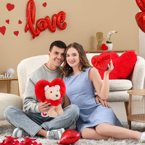 Valentines Red Love Lion Stuffed Animal Heart Shape Lion Plush Toy Soft Lion Toy with Mane Heart Shape Soles Cute Stuffed Animal for Kids Adult for Valentine's Day Birthday Bedtime Gift, 12 Inch in Saudi Arabia