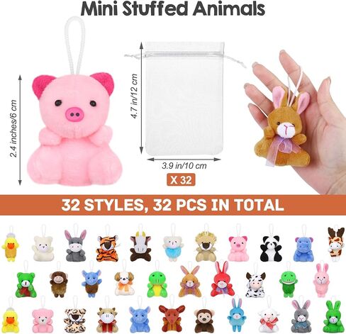 Fovths 32 Packs Valentine's Day Mini Stuffed Animal with Heart Cards Jungle Animals Plush Toy Keychain for Valentines Day Gifts School Classroom Exchange Game Prize Party Favors in Saudi Arabia