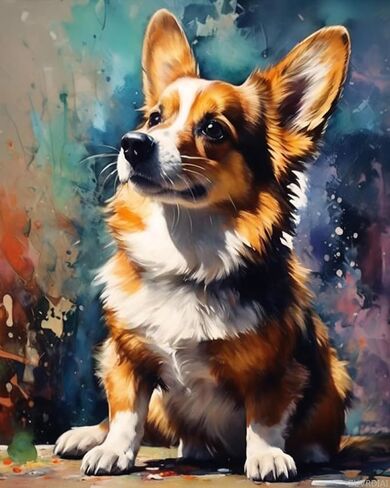 ZUVRDIAI DIY Oil Painting Paint by Number Kit for Adults Beginner Corgi Dog DIY Canvas Painting by Numbers Arts Craft for Home Wall Decoration, 40x50cm No Frame in Saudi Arabia