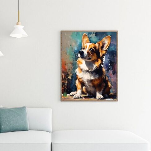 ZUVRDIAI DIY Oil Painting Paint by Number Kit for Adults Beginner Corgi Dog DIY Canvas Painting by Numbers Arts Craft for Home Wall Decoration, 40x50cm No Frame in Saudi Arabia