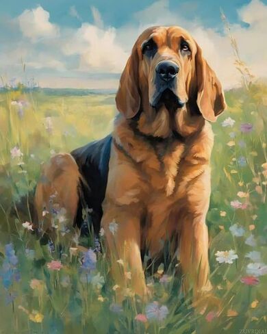 ZUVRDIAI Paint by Numbers Kits for Adults Bloodhound Dog Animal DIY Oil Painting Art Home Wall Decoration Gift 16x20 Inch in Saudi Arabia