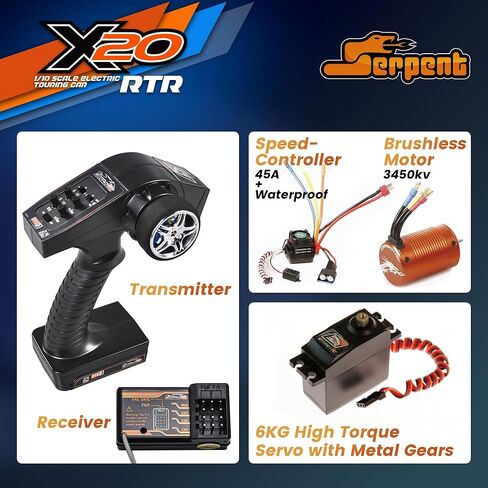 سيارة سيربنت 1/10 RC للتجول RTR، سيارة كهربائية سريعة الدفع الرباعي مع محرك بدون فرش، أجزاء من ألياف الكربون والألومنيوم CNC، سرعة عالية، البطاريات والشاحن غير متضمنة (أحمر) in Saudi Arabia