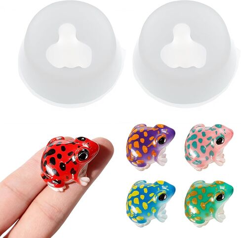 2 Pack Mini Silicone Molds for Resin, Ymapinc Miniature 3D Frog Mold, Tiny Molds for Figurines, Cute Epoxy Resin Animal Mold, Mini Frogs for DIY Craft/Dollhouse/Fairy Garden, Micro Landscape Decor in Saudi Arabia