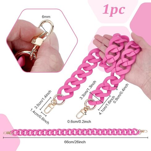PH PandaHall 26 Inch Decorative Purse Chain Bag Strap Cute Bag Chains Acrylic Extender Chain Replacement Chains with Buckles for Handbags Wallet Shoulder Bag Making, Hot Pink, 1pc in Kuwait